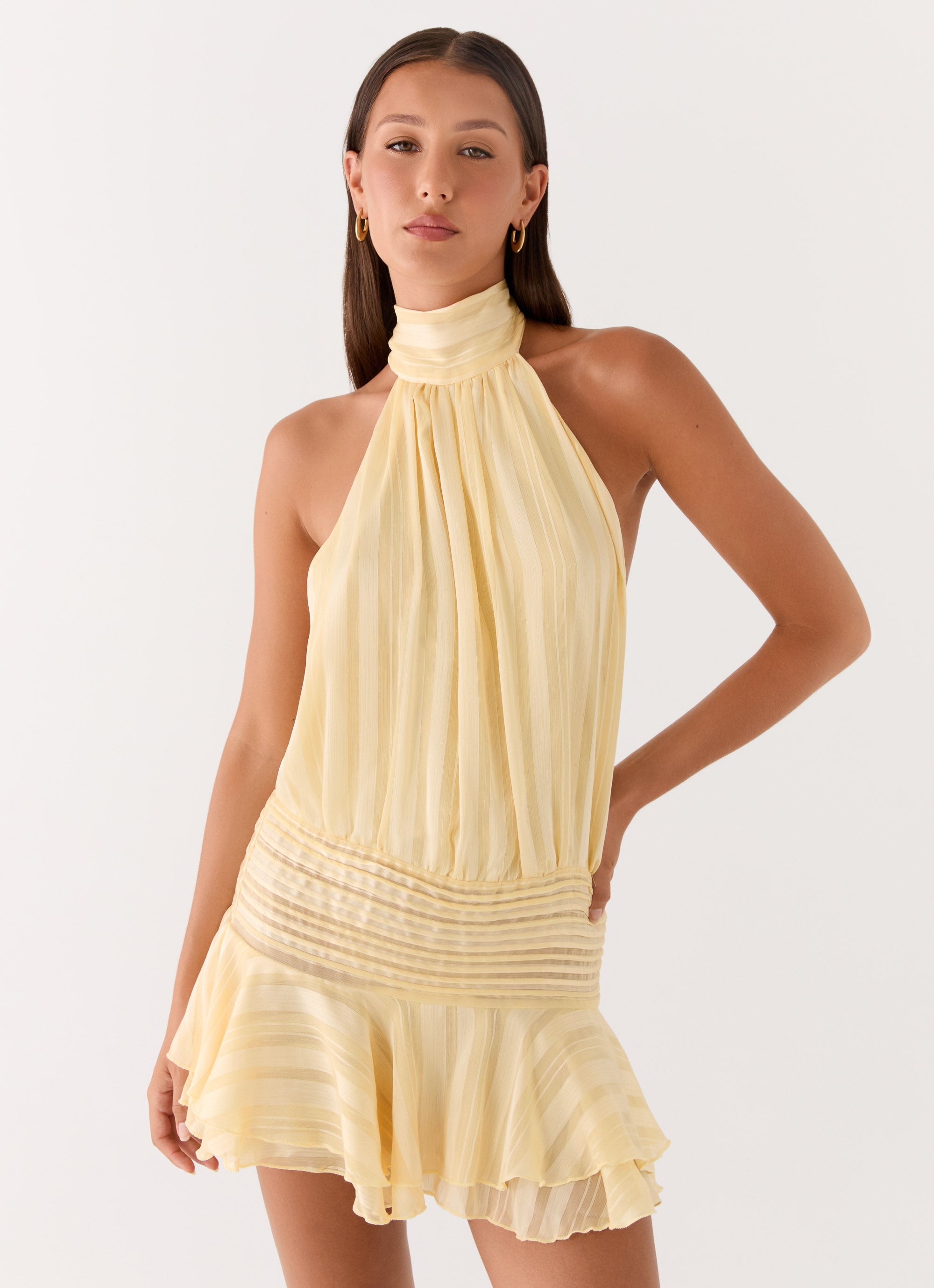 Hazel Chiffon Mini Dress - Yellow