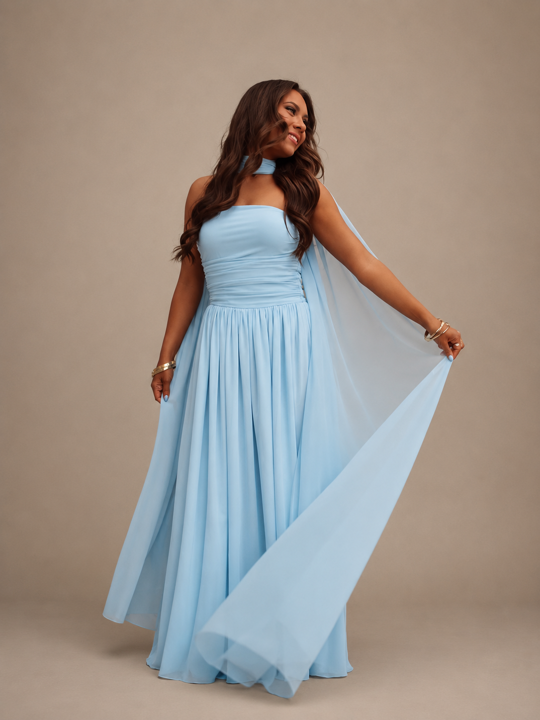 Olivia Strapless Chiffon Dress