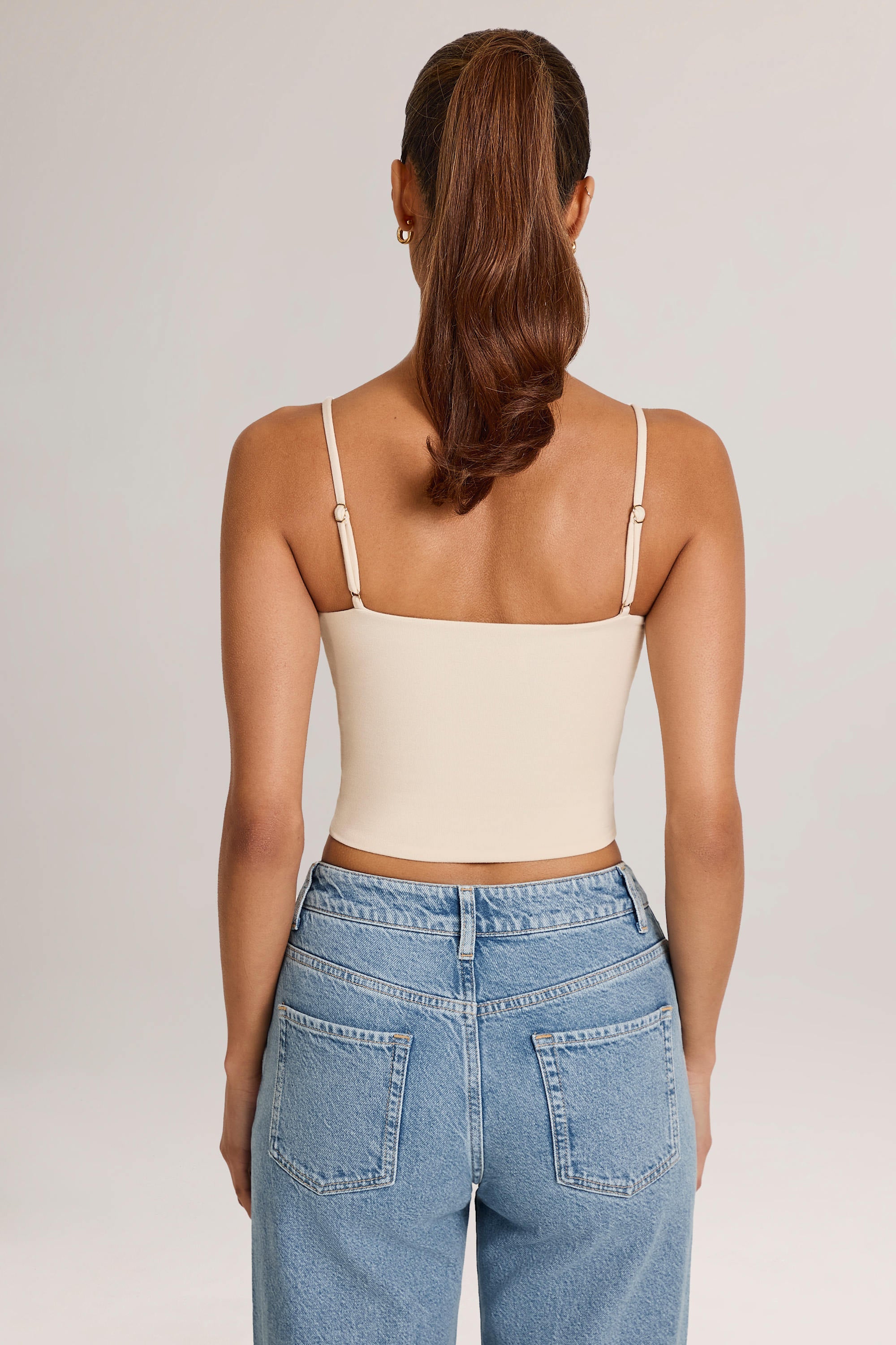Neck Tank Top in Ivory