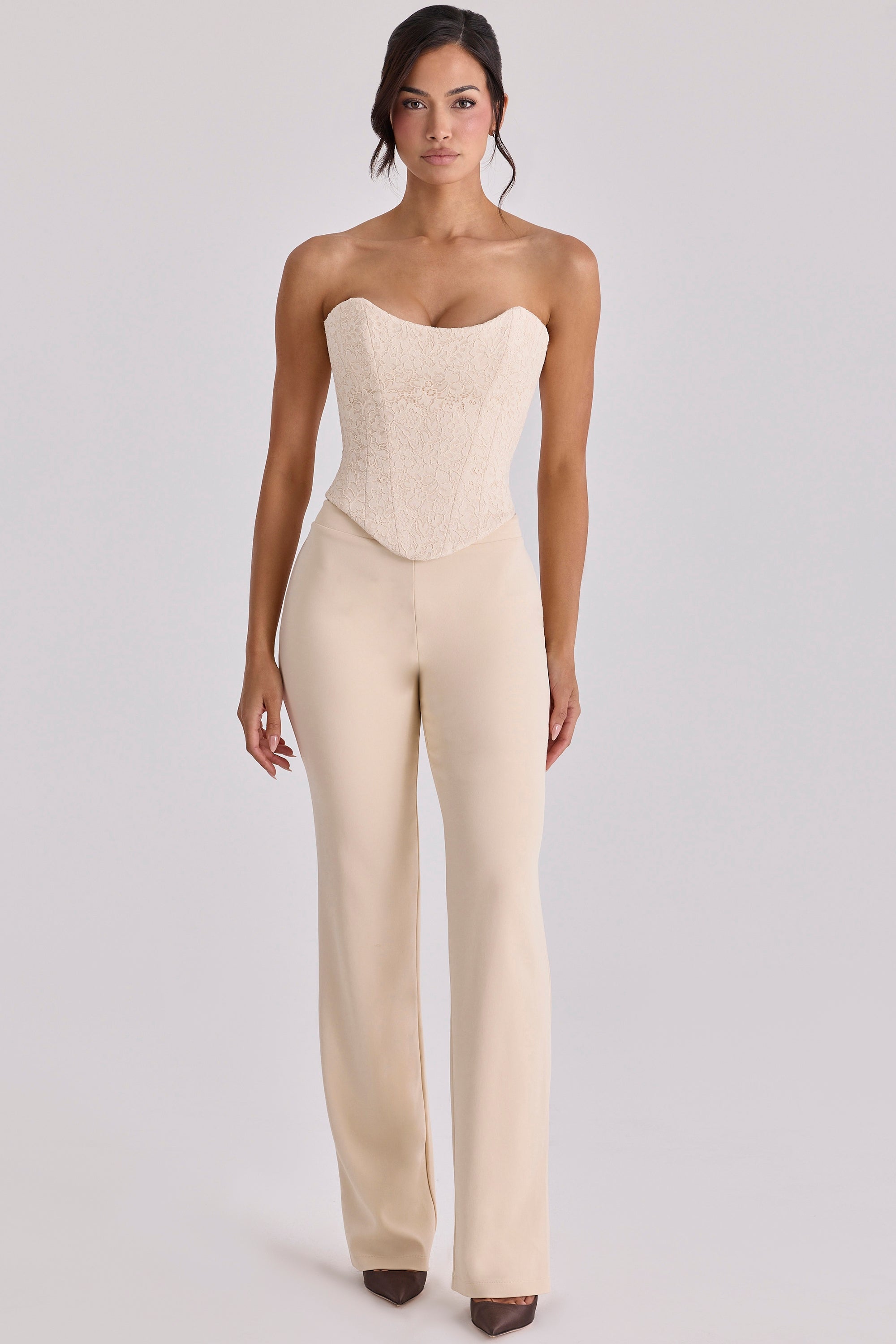 Ivory Scallop Trim Corset Top